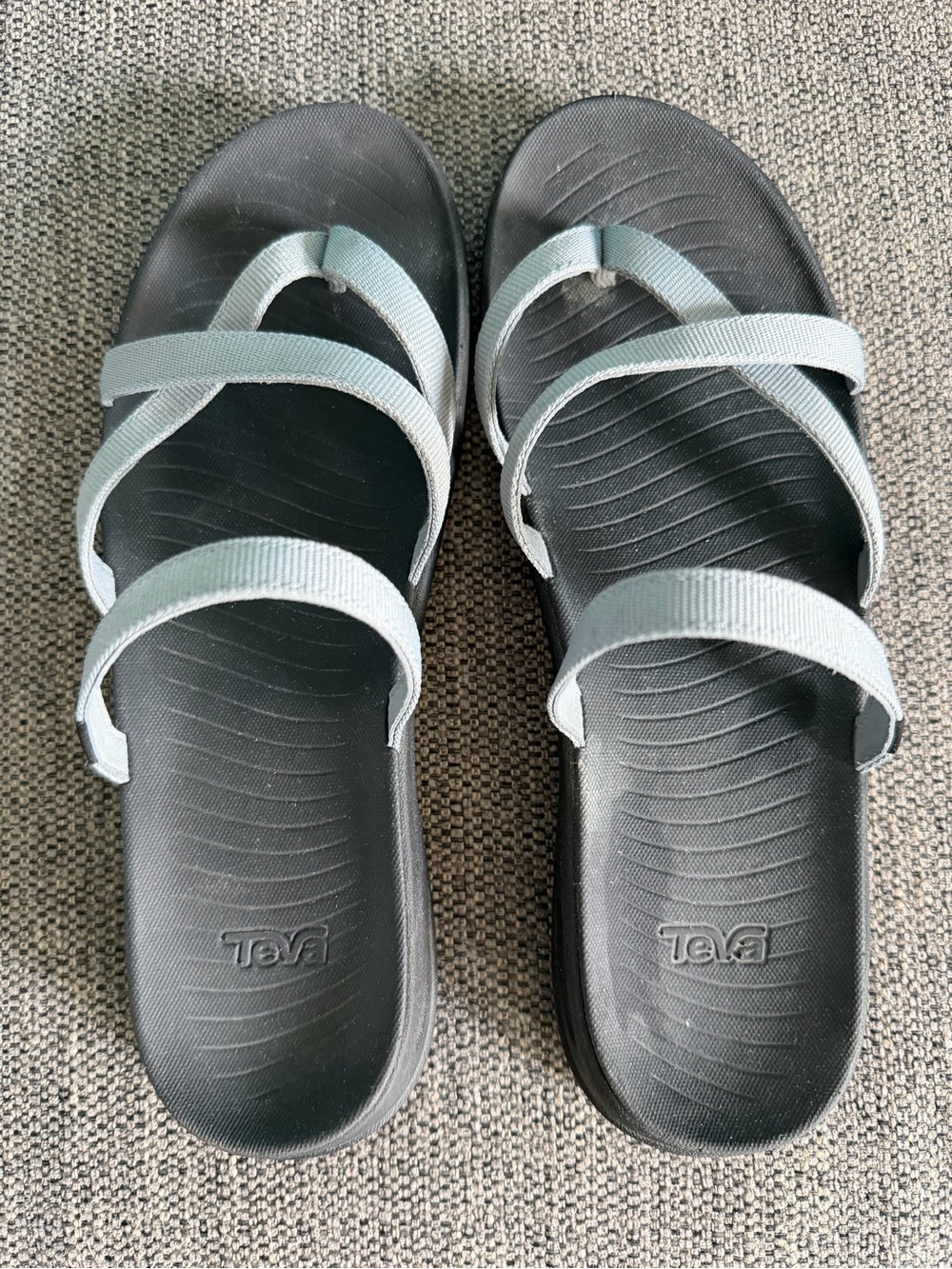 Teva Women's Light Gray Triple-Strap Slide Sandals